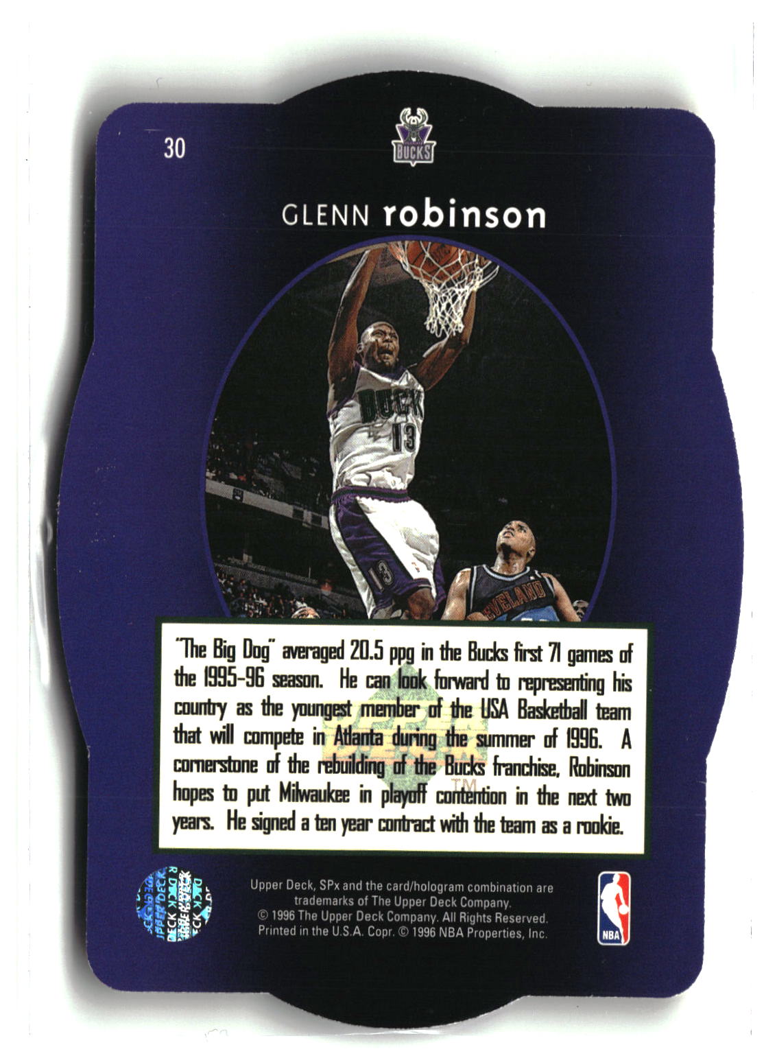 1996 SPx #30 Glenn Robinson Gold-4