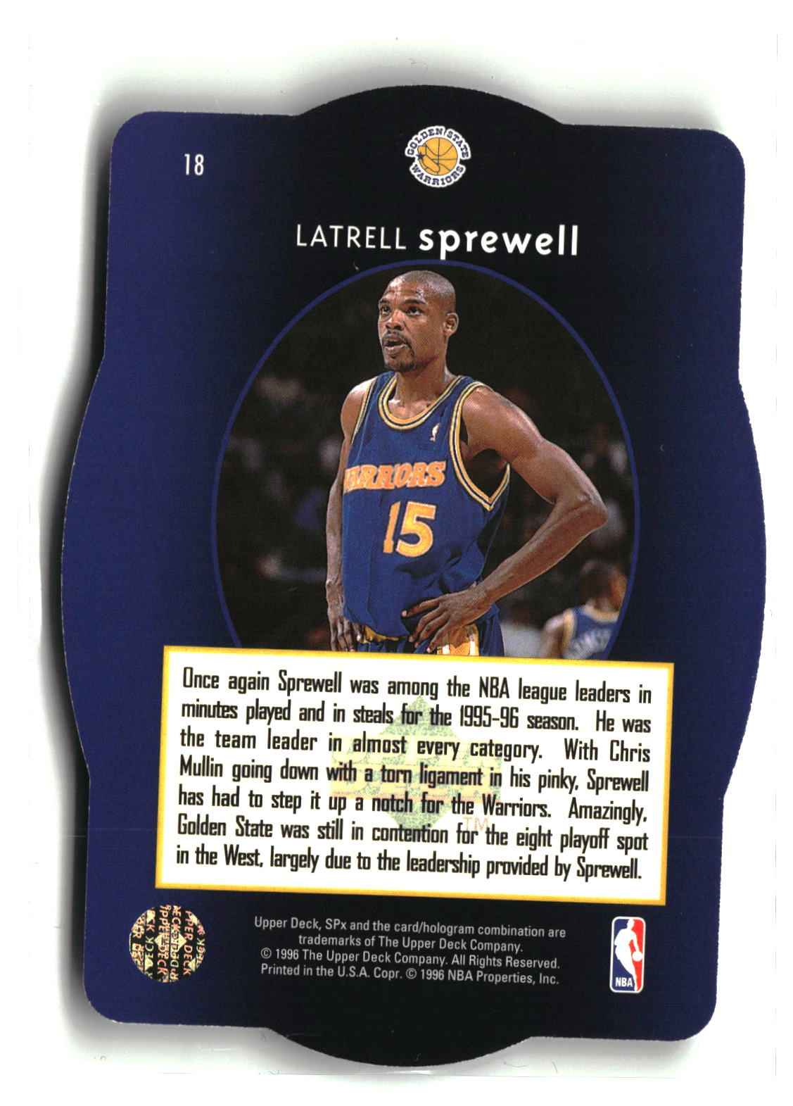 1996 SPx #18 Latrell Sprewell-2
