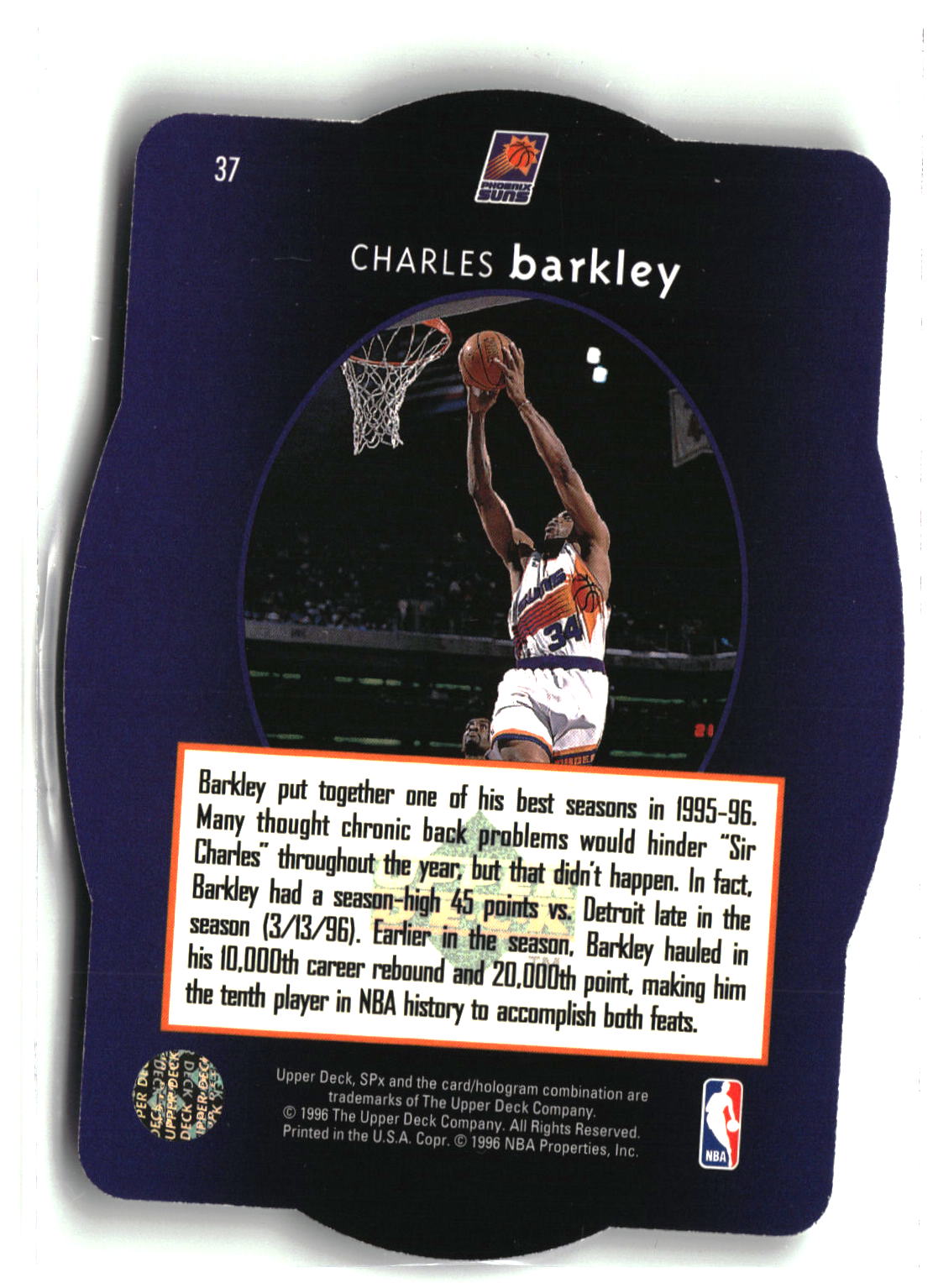 1996 SPx #37 Charles Barkley-2