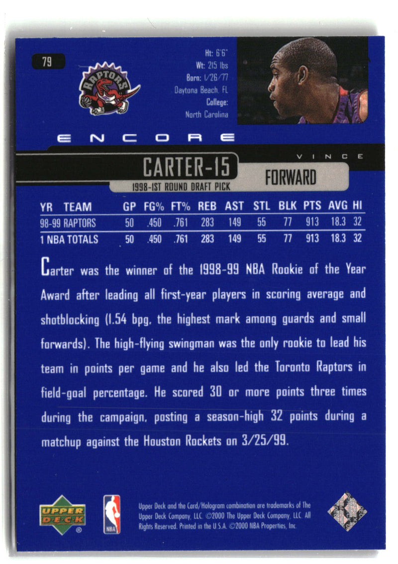 1999-00 Upper Deck Encore #79 Vince Carter-2