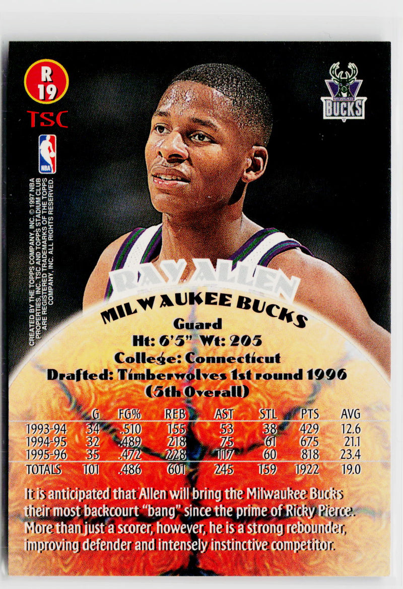 1996-97 Stadium Club #R19 Ray Allen Rookies (Series Two)-4