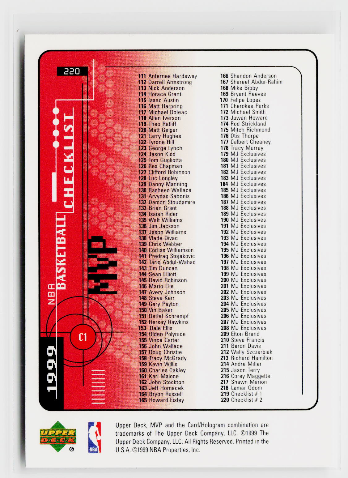 1999-00 Upper Deck MVP #220 Michael Jordan-2