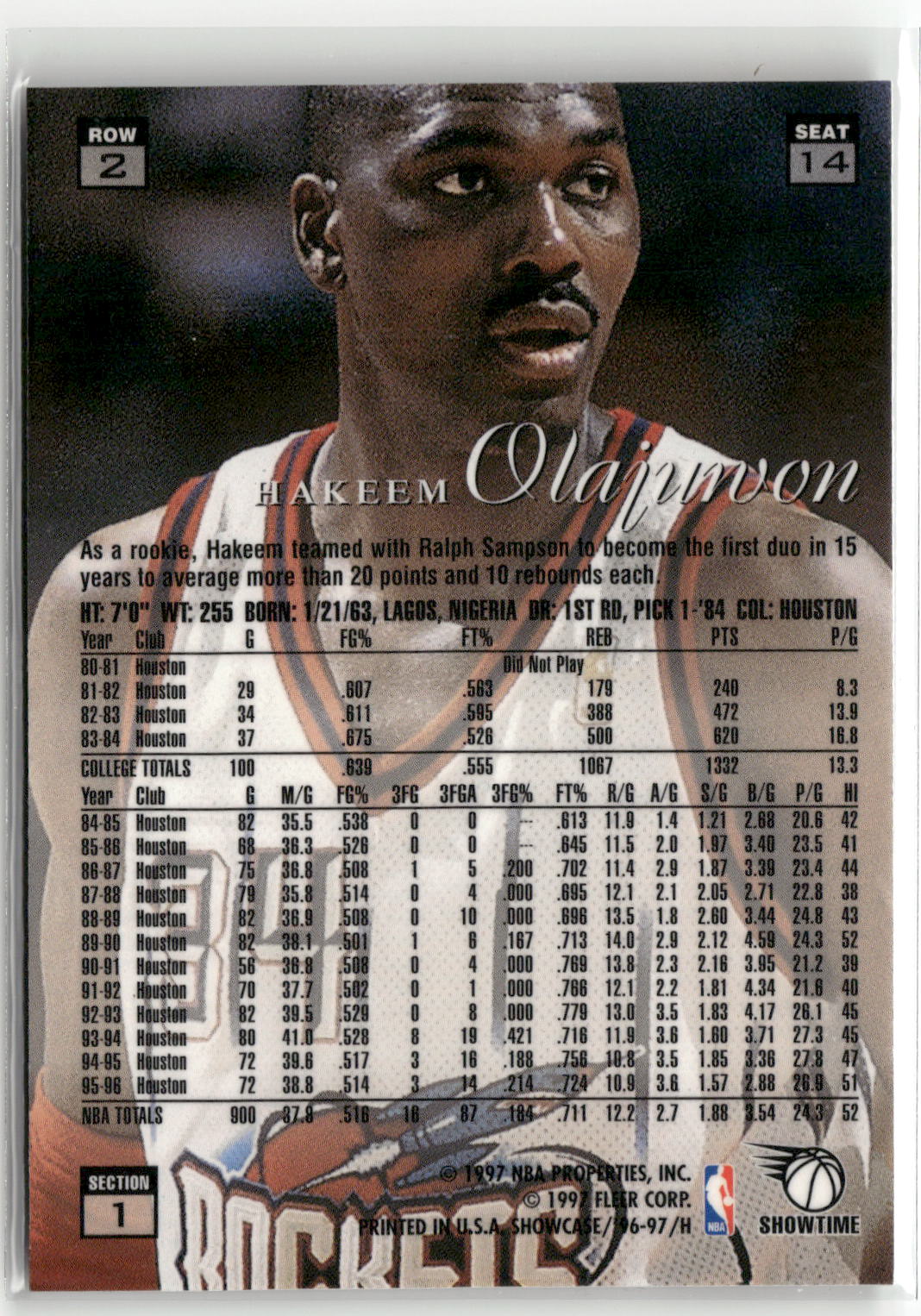 1996-97 Flair Showcase #14 Hakeem Olajuwon-4
