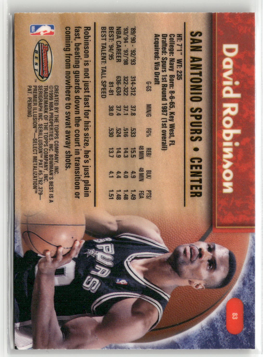 1998-99 Bowman's Best #83 David Robinson-2