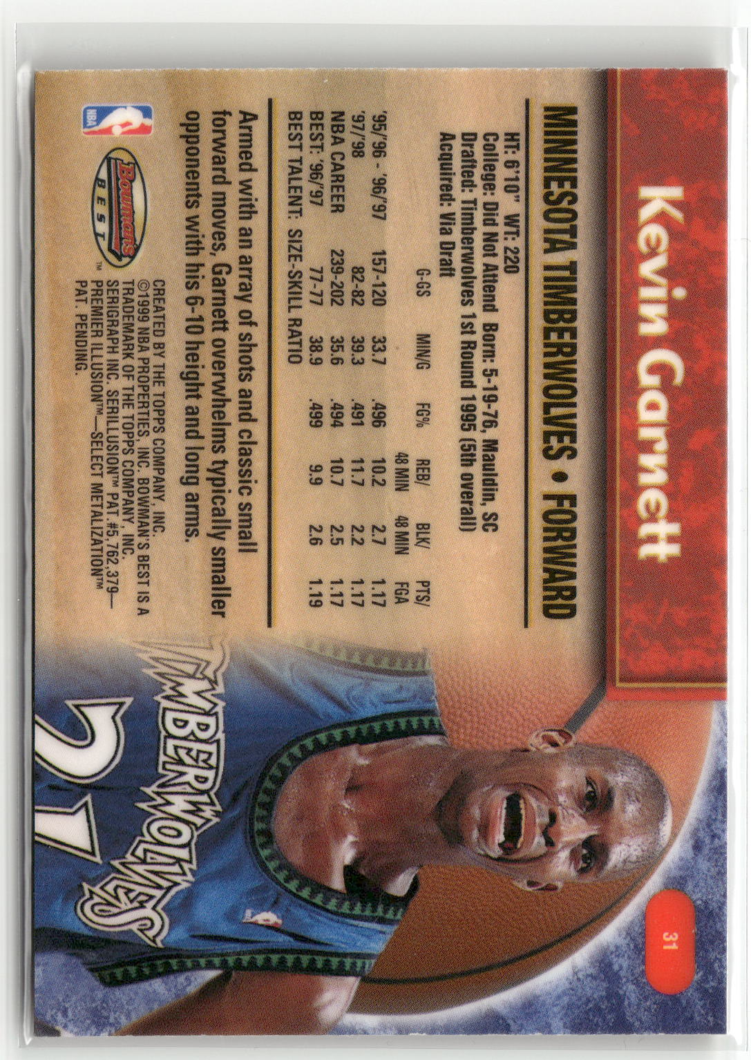 1998-99 Bowman's Best #31 Kevin Garnett