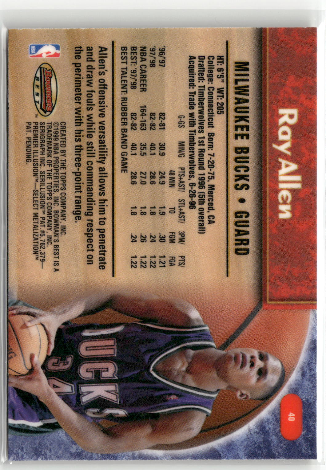 1998-99 Bowman's Best #40 Ray Allen-4