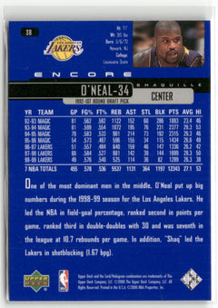 1999-00 Upper Deck Encore #38 Shaquille O'Neal-4