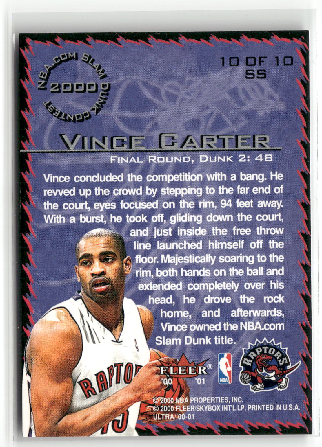 2000-01 Ultra #10 SS Vince Carter Slam Show-2
