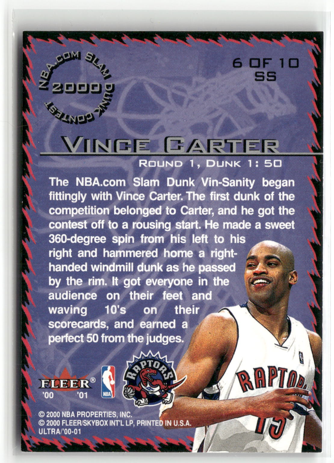 2000-01 Ultra #6 SS Vince Carter Slam Show-2