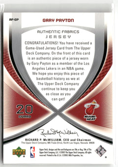 2005-06 SP Game Used #AF-GP Gary Payton Authentic Fabrics-2