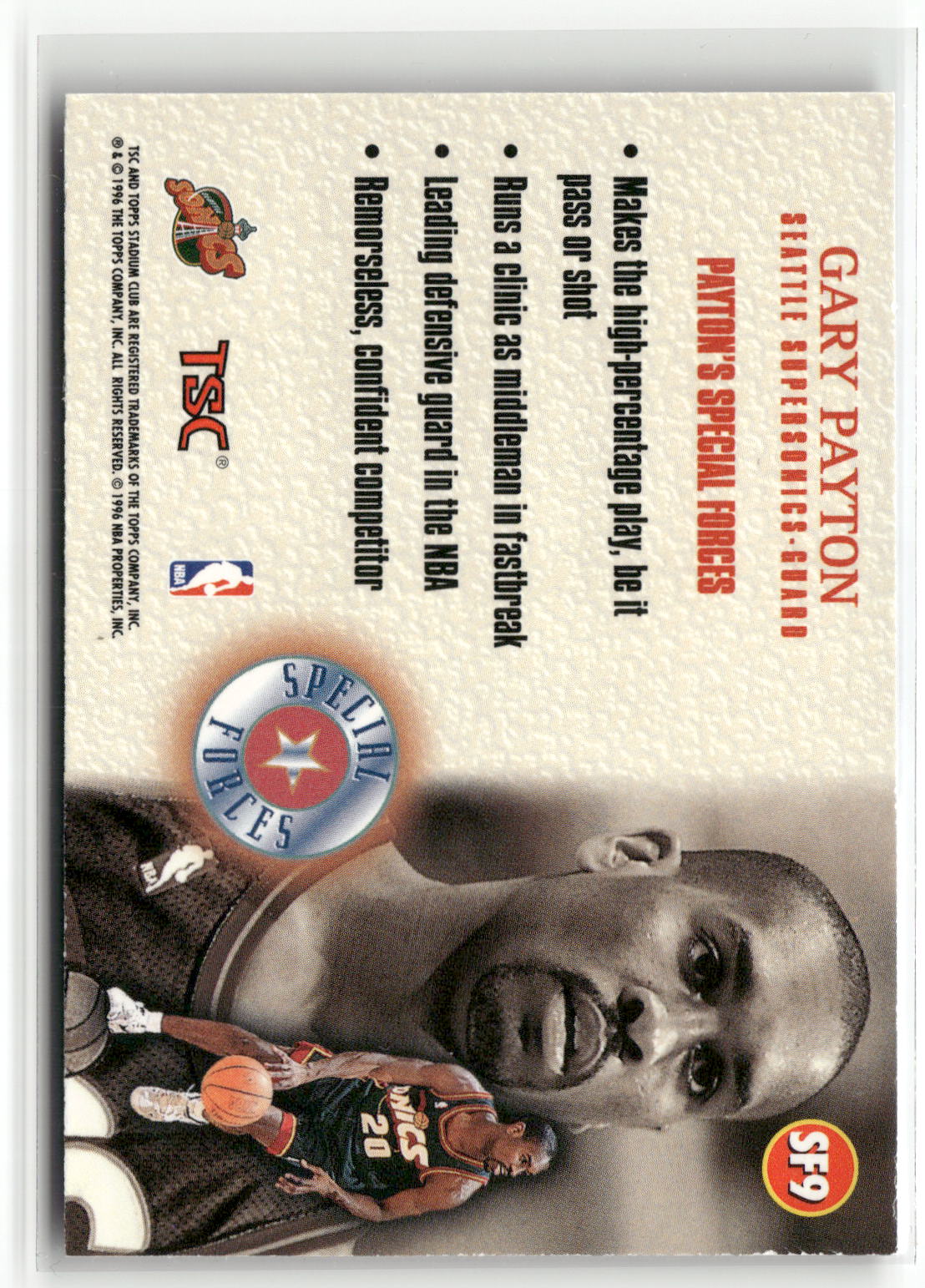 1996-97 Stadium Club #SF9 Gary Payton Special Forces-3