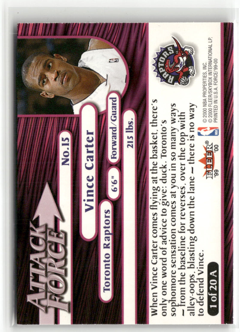 1999-00 Fleer Force #1 A Vince Carter Attack Force-3