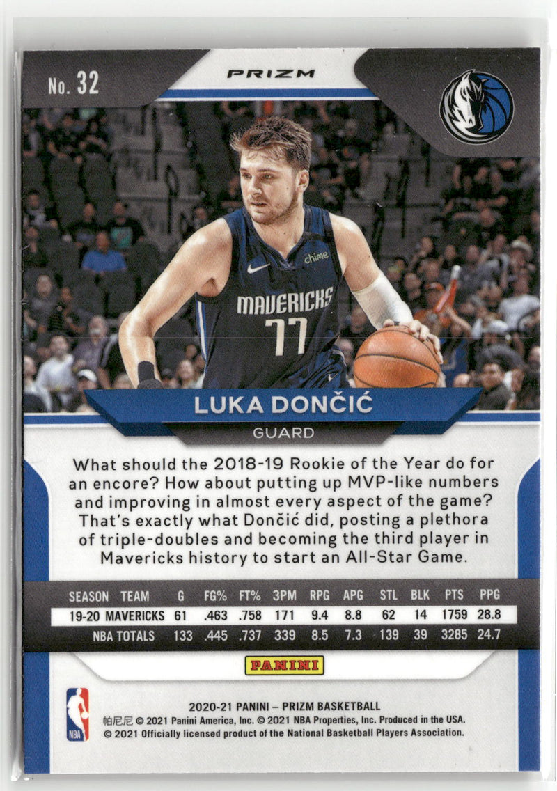 2020-21 Panini Prizm #32 Luka Doncic Red Ice Prizms-3