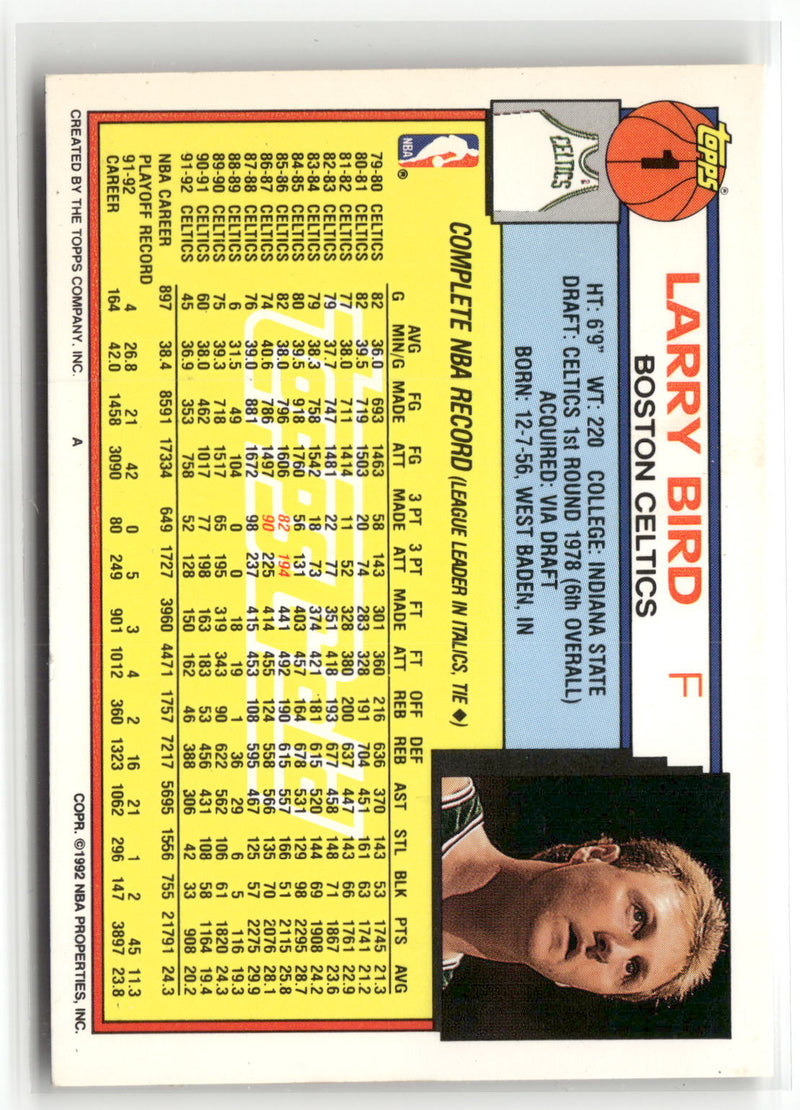 1992-93 Topps #1 Larry Bird Gold-2
