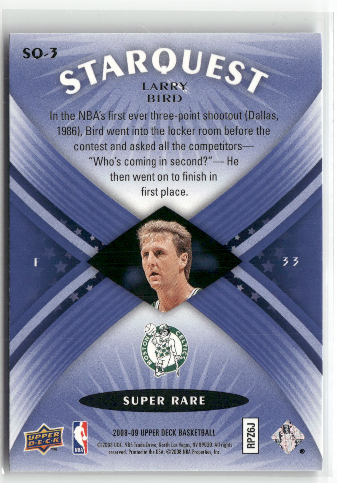 2008-09 Upper Deck #SQ-3 Larry Bird StarQuest Super Rare-4