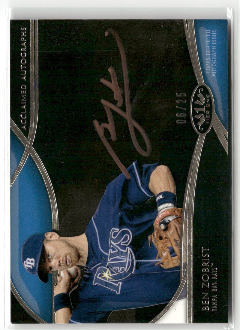 2014 Topps Tier One - Acclaimed Autographs Bronze Ink #AA-BZ Ben Zobrist #/25-1