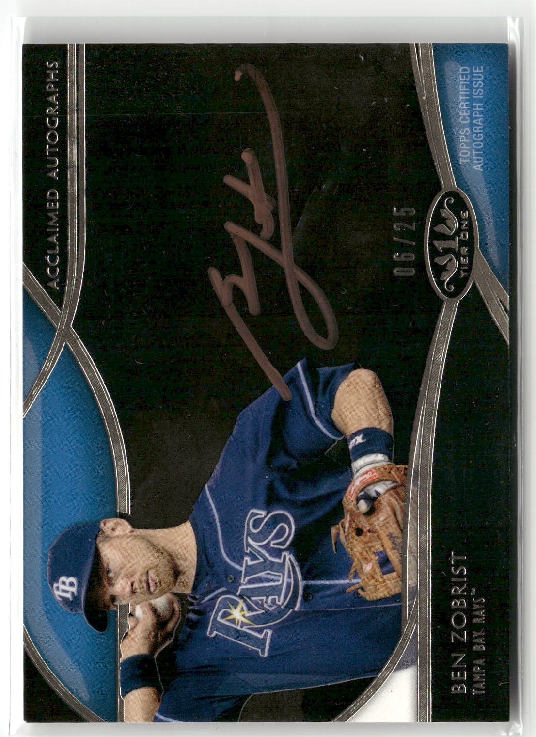 2014 Topps Tier One - Acclaimed Autographs Bronze Ink #AA-BZ Ben Zobrist #/25-3