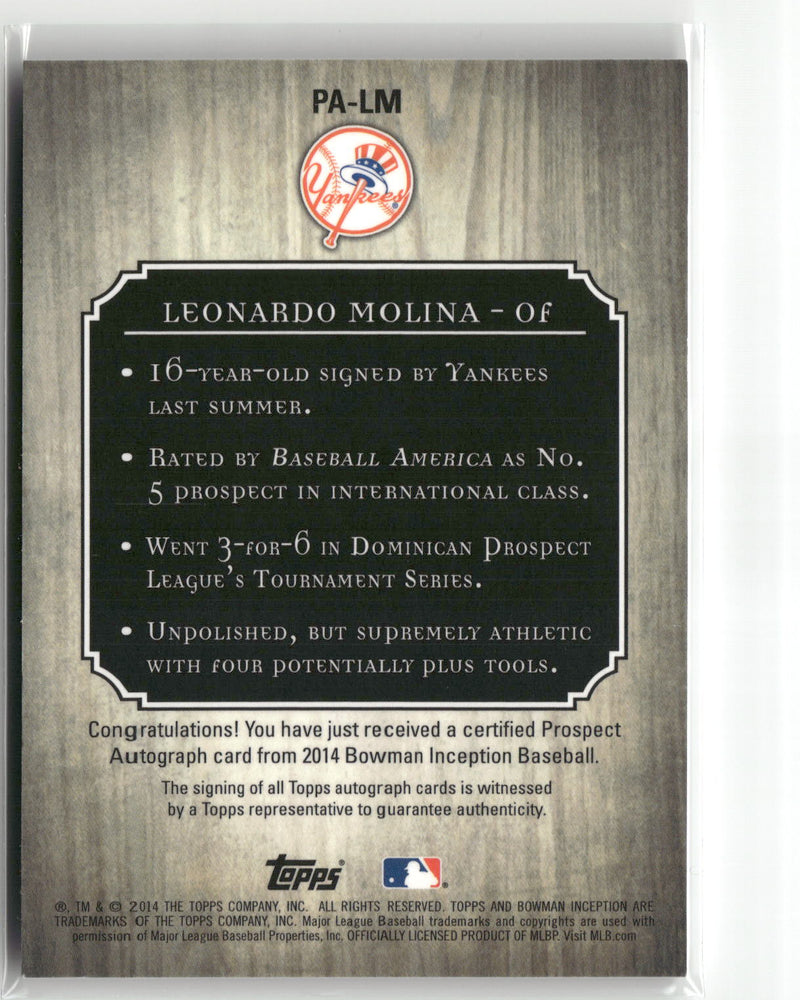 2014 Bowman Inception #PA-LM Leonardo Molina-4