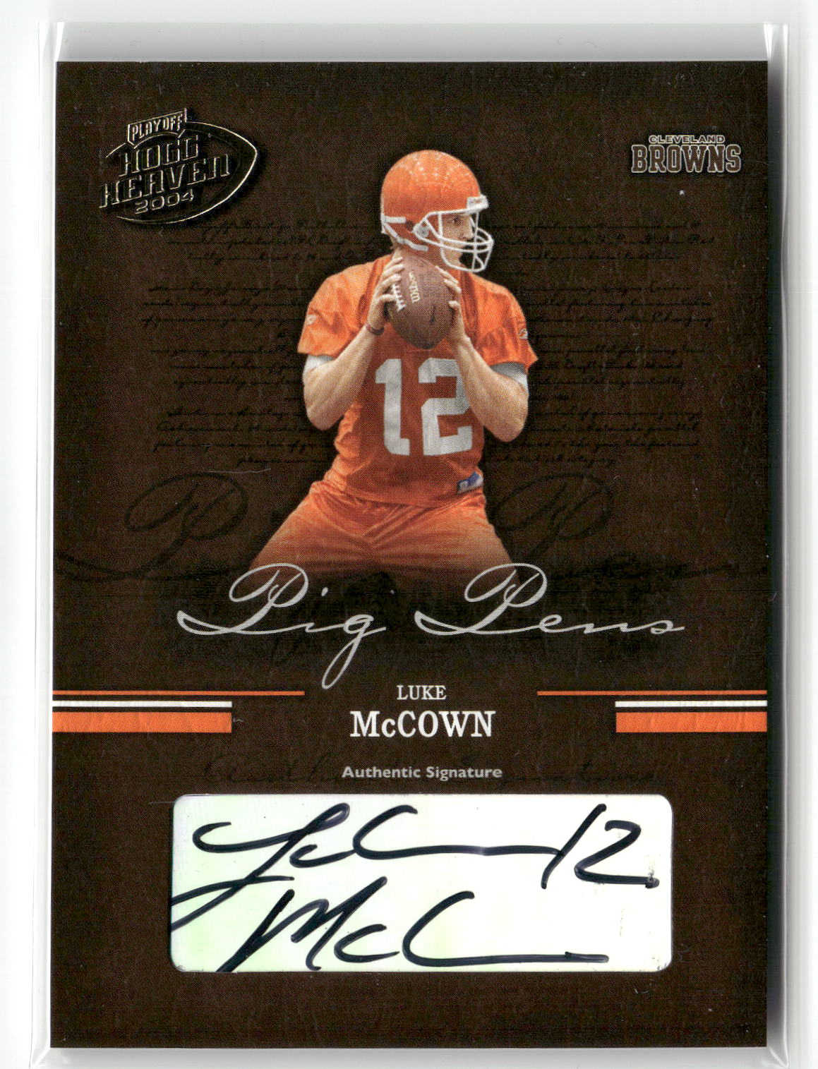 2004 Playoff Hogg Heaven #PP-44 Luke McCown Pig Pens Autographs #/150-1