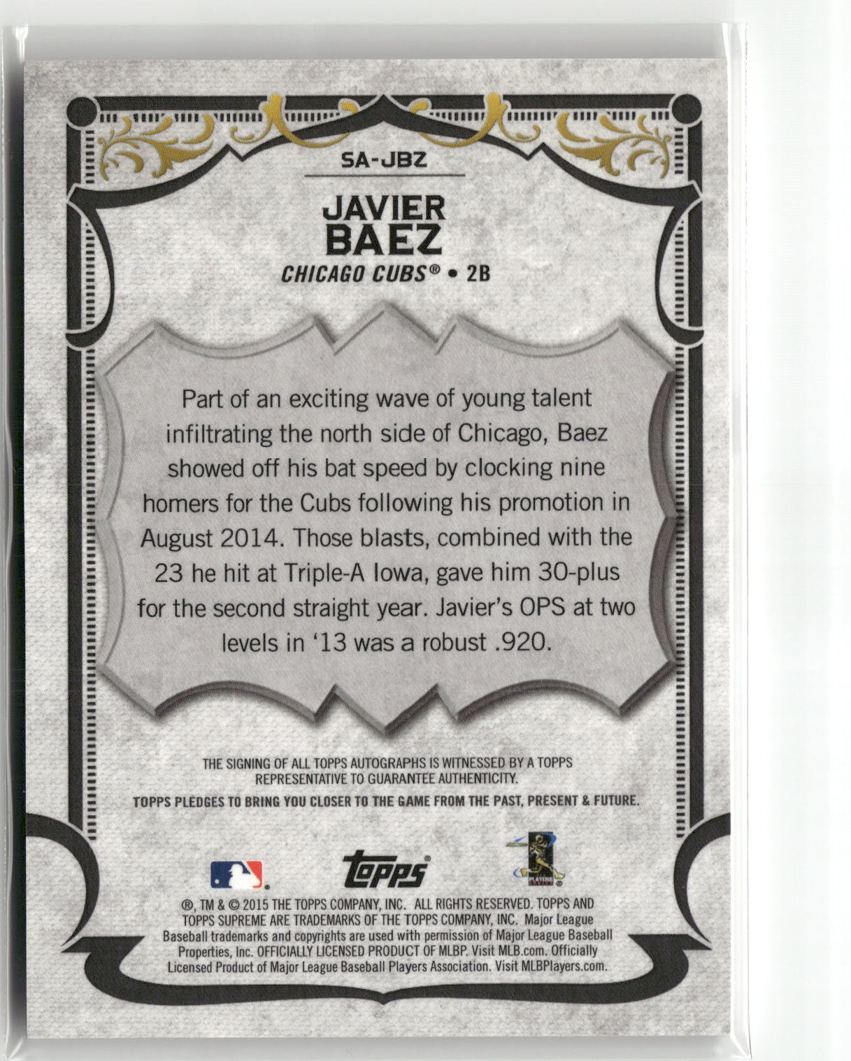 2015 Topps Supreme #SA-JBZ Javier Baez-2