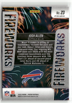 2025 Panini Prizm #23 Josh Allen Fireworks Green-2