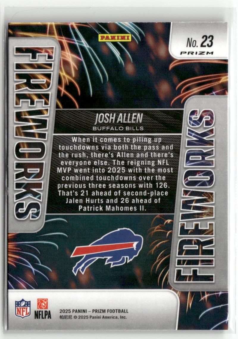 2025 Panini Prizm #23 Josh Allen Fireworks Green-2