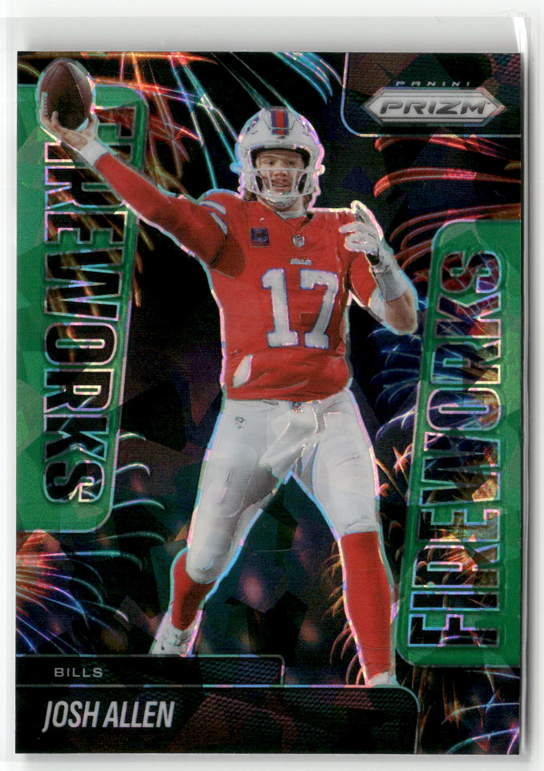 2025 Panini Prizm #23 Josh Allen Fireworks Green