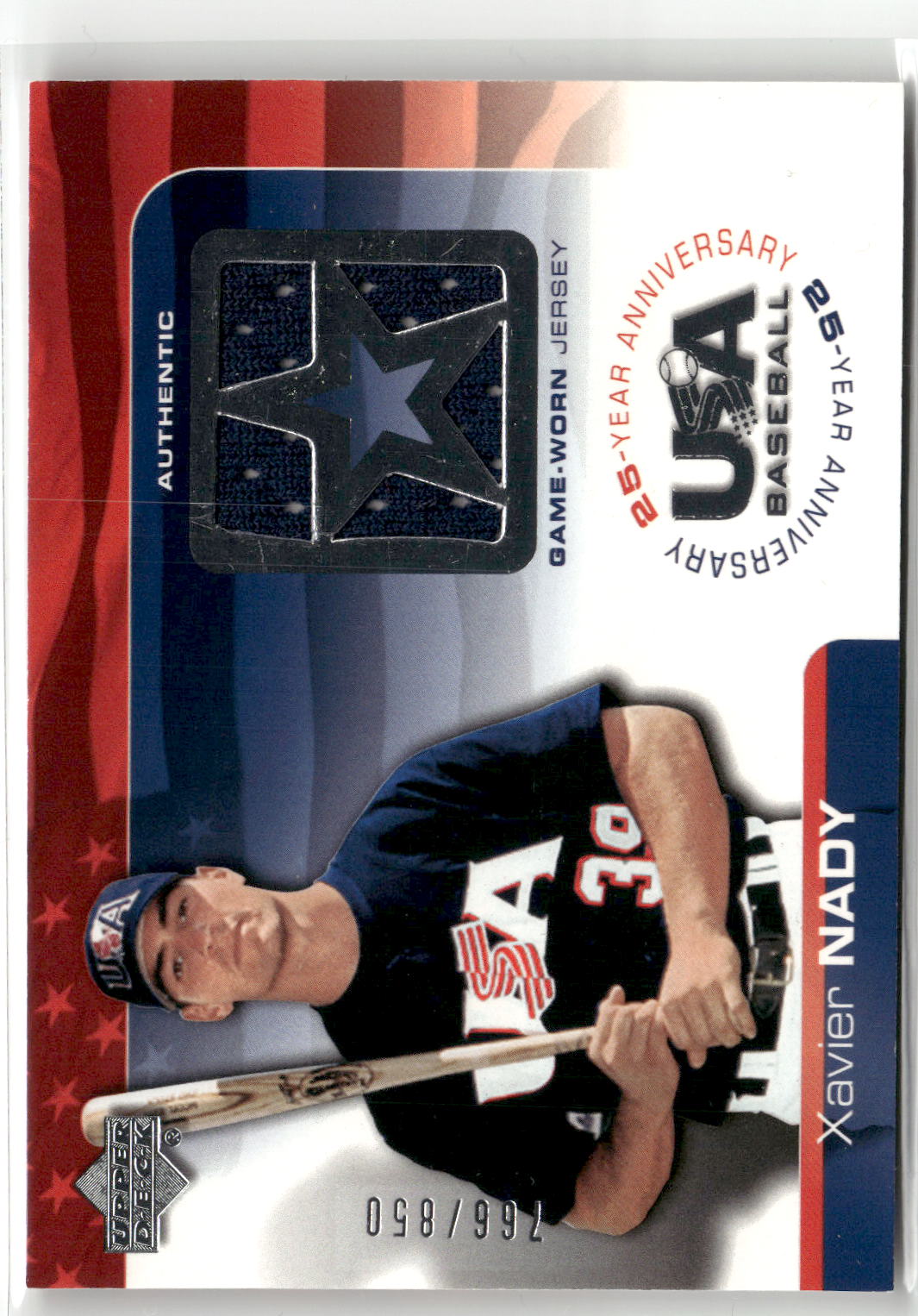 2004 Upper Deck USA 25th Anniversary #GU-XN Xavier Nady Game Jersey #/850-3