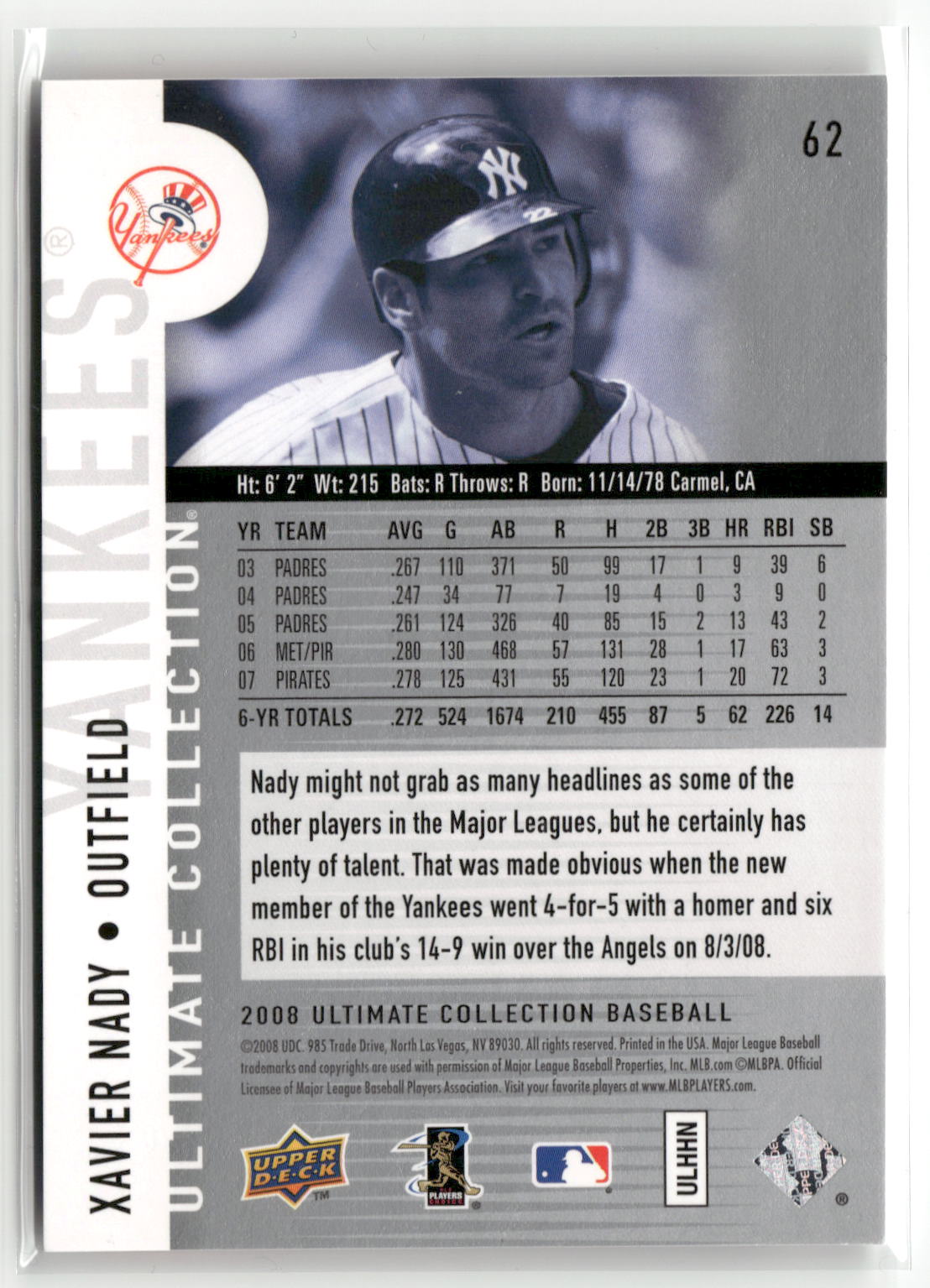 2008 Upper Deck Ultimate Collection #62 Xavier Nady #/350-4