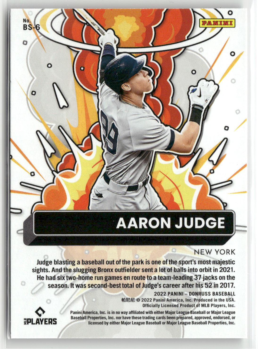 2022 Donruss #BS-6 Aaron Judge Bomb Squad Vector-2