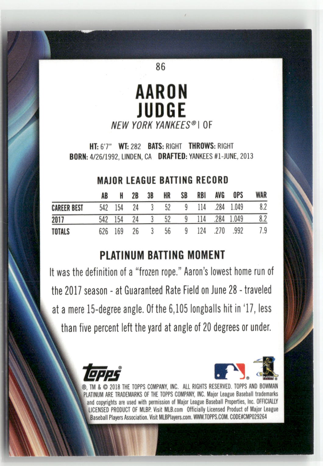 2018 Bowman Platinum #86 Aaron Judge-2