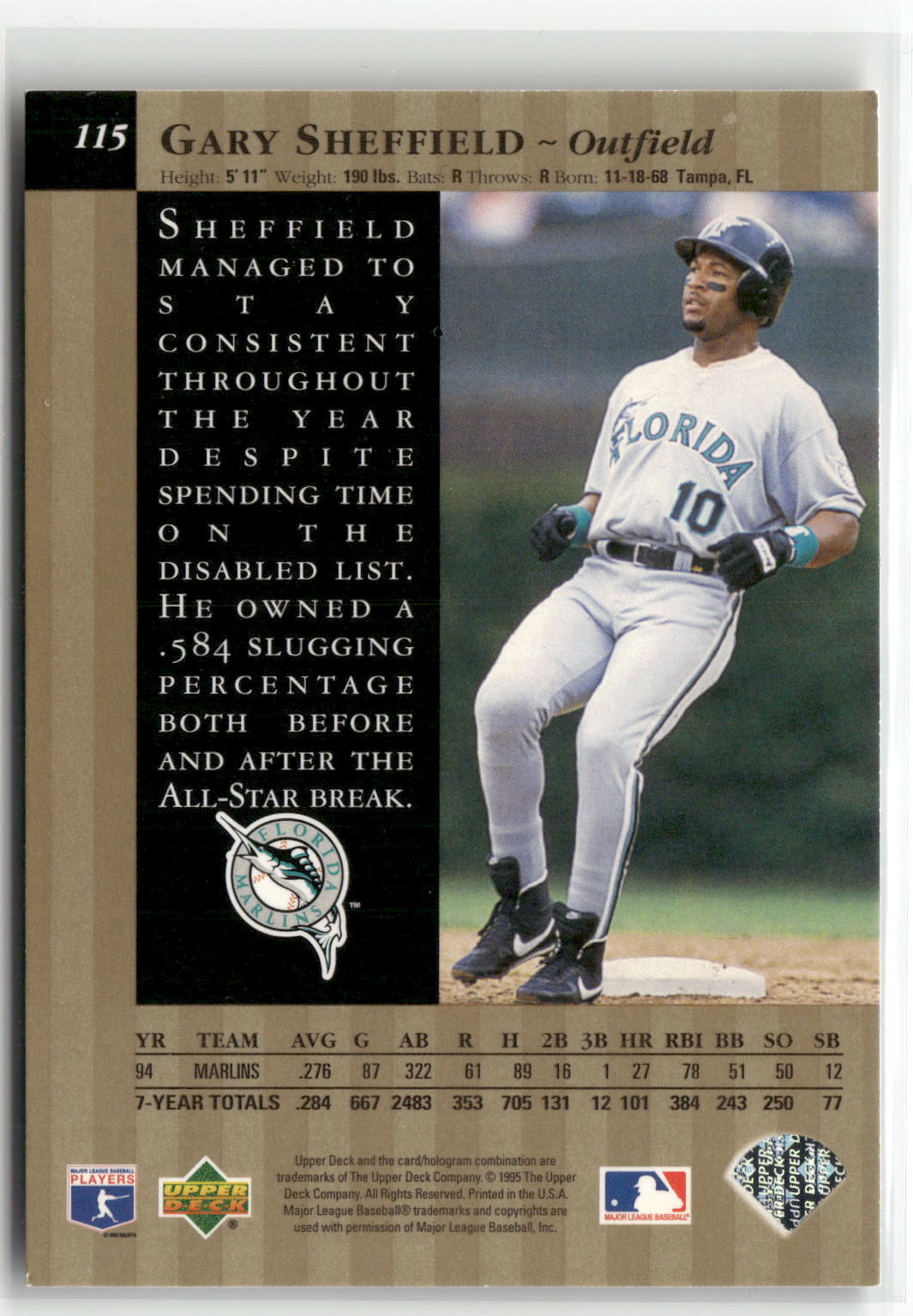 1995 Upper Deck #115 Gary Sheffield Special Edition Gold-2