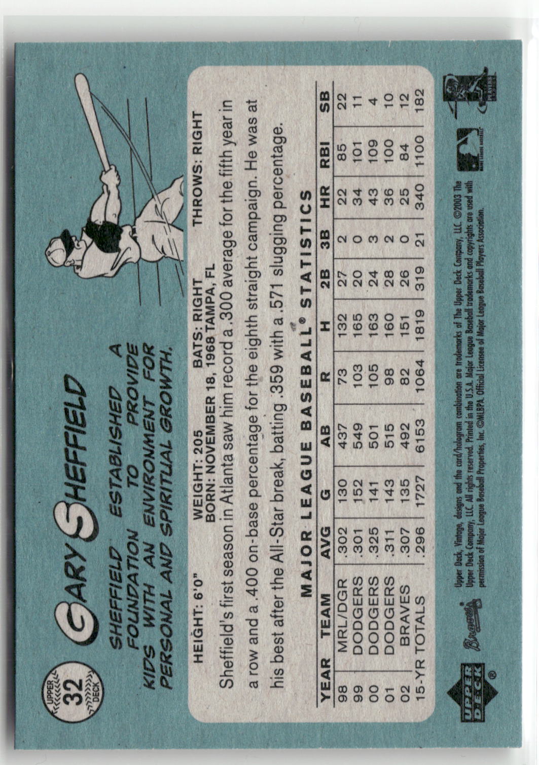 2003 Upper Deck Vintage #32 Gary Sheffield-2