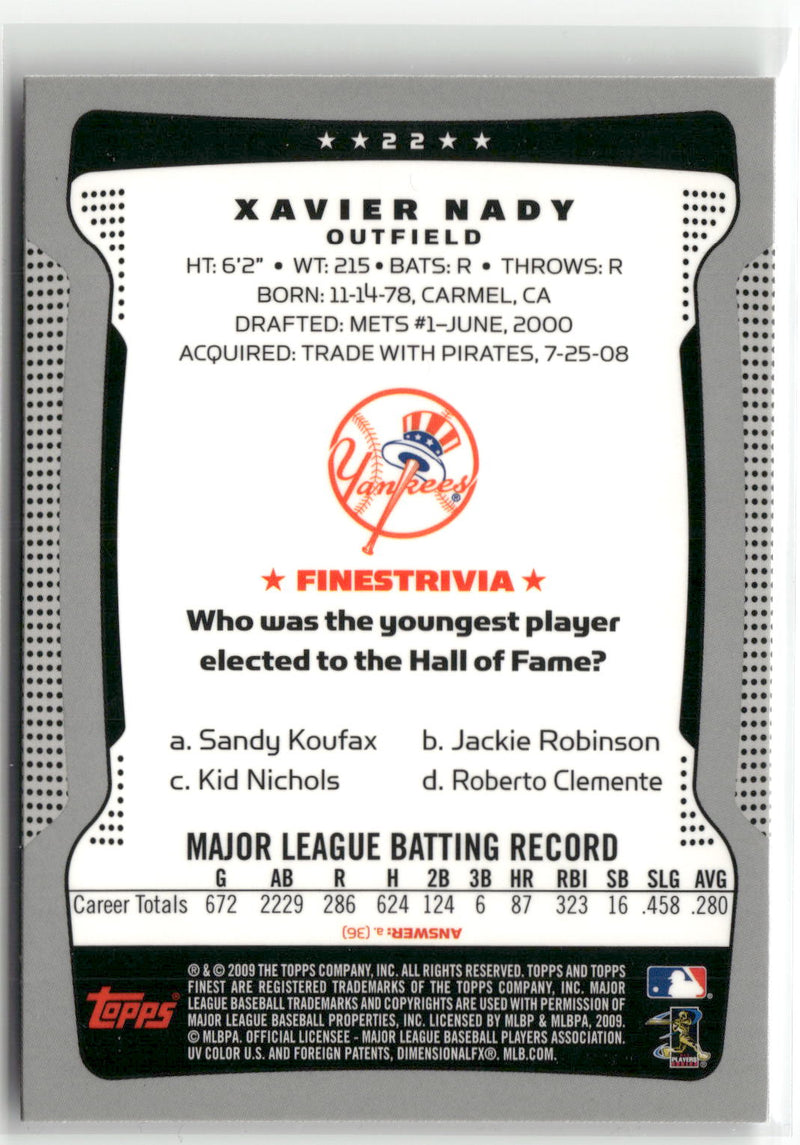 2009 Finest #22 Xavier Nady-2