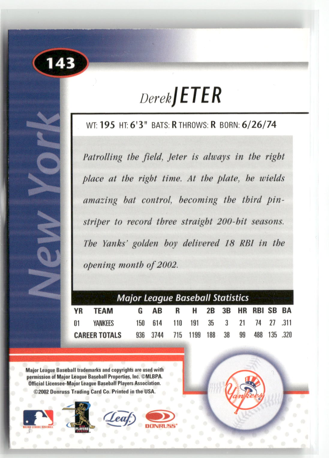 2002 Leaf Certified #143 Derek Jeter-2