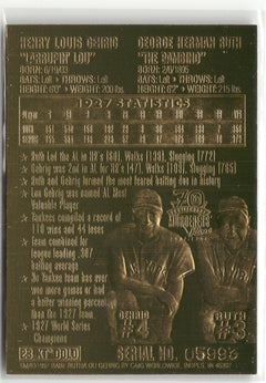 1997 Bleachers 23KT Gold Foil Sculptured #NNO Babe Ruth / Lou Gehrig-2