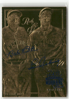 1997 Bleachers 23KT Gold Foil Sculptured #NNO Babe Ruth / Lou Gehrig-1