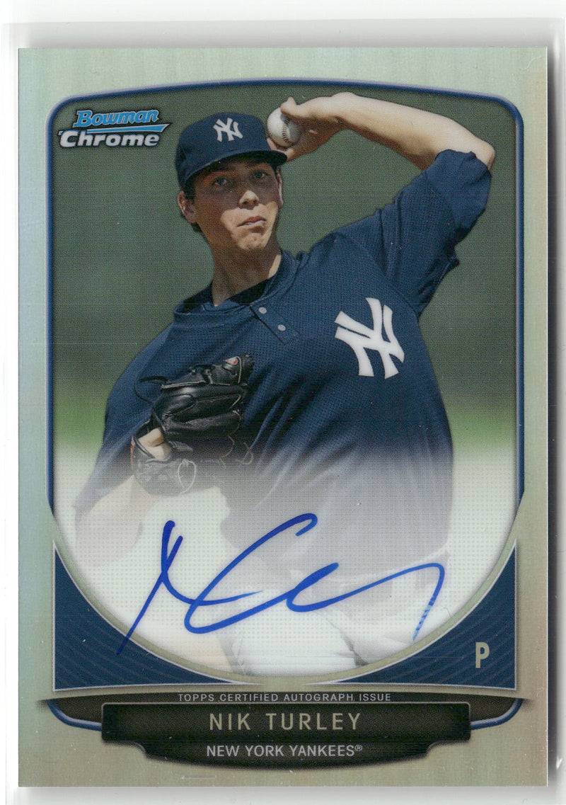 2013 Bowman Chrome #BCA-NT Nik Turley Prospects Autographs Refractor #/500-1