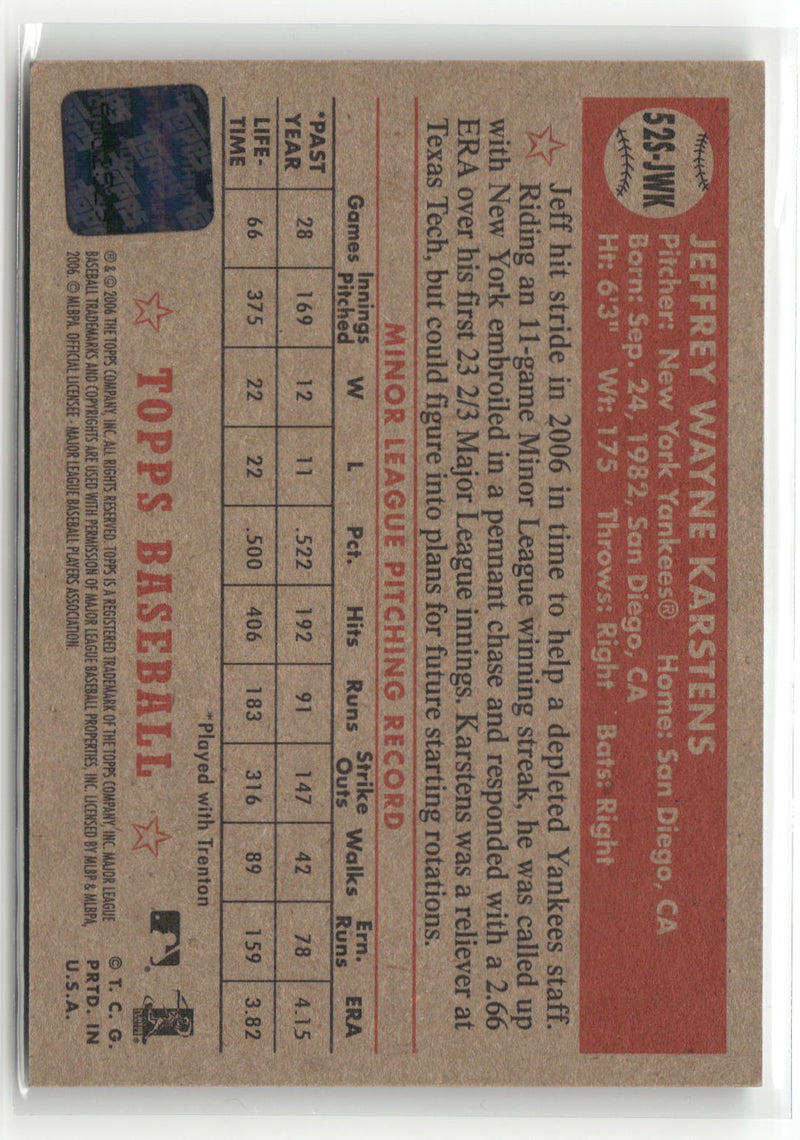 2006 Topps '52 Rookies #52S-JWK Jeff Karstens Signatures-2