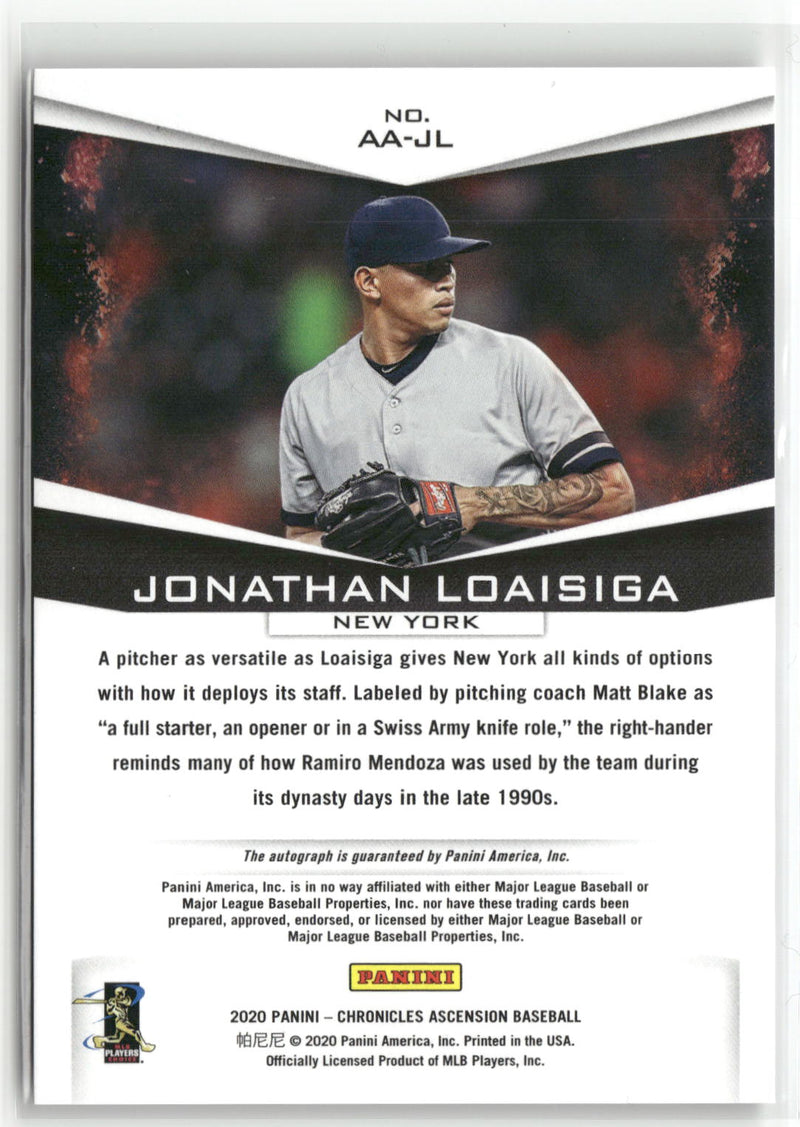 2020 Panini Chronicles #AA-JL Jonathan Loaisiga Ascension Autographs-2