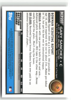 2010 Bowman Chrome #BCP207 Gary Sanchez Prospects Autographs-2