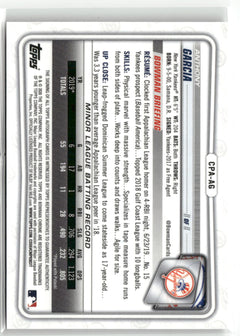 2020 Bowman Chrome #CPA-AG Anthony Garcia Prospect Autographs-2
