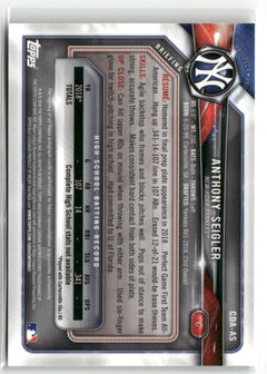 2018 Bowman Draft #CDA-AS Anthony Seigler Chrome Draft Pick Autographs-2