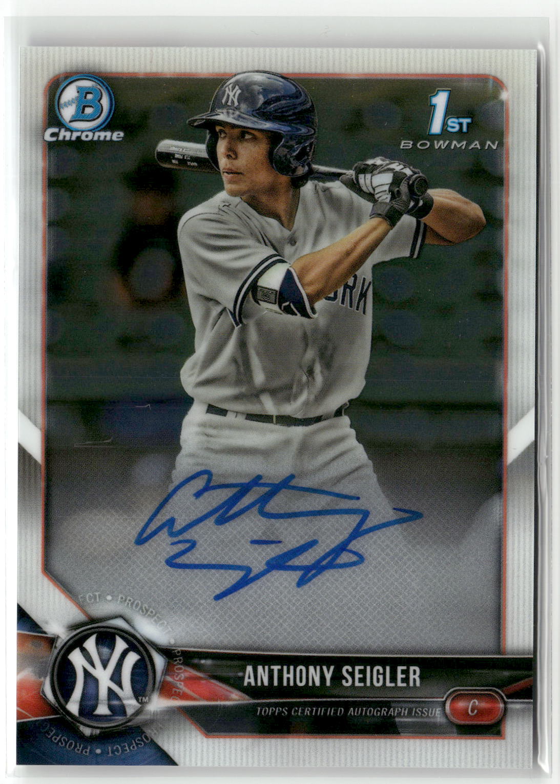 2018 Bowman Draft #CDA-AS Anthony Seigler Chrome Draft Pick Autographs
