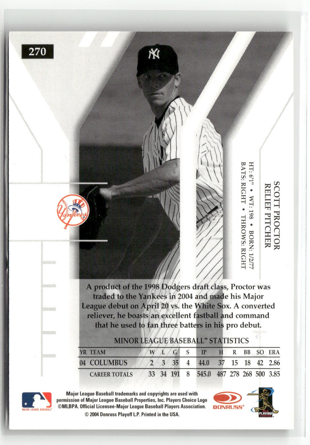 2004 Donruss Elite Extra Edition #270 Scott Proctor #/1000-2