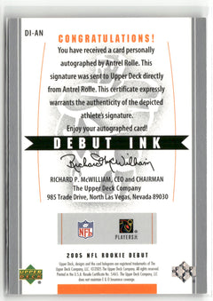 2005 Upper Deck Rookie Debut #DI-AN Antrel Rolle Debut Ink-2