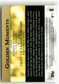 2012 Topps Update #GMA-JT Justin Turner Golden Moments Autographs-2