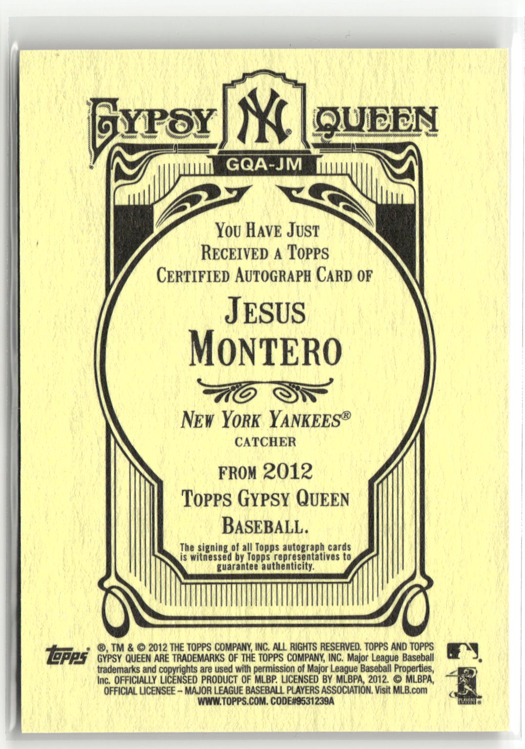 2012 Topps Gypsy Queen #GQA-JM Jesus Montero Autographs-2