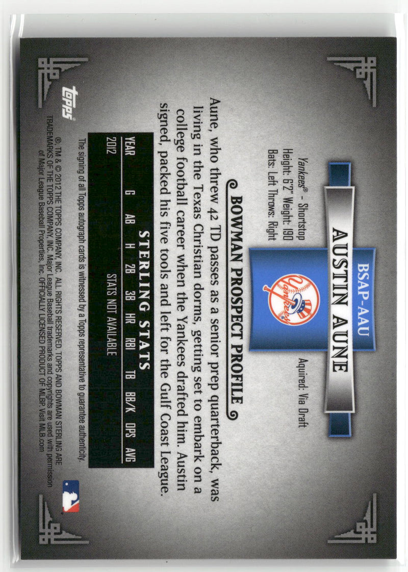 2012 Bowman Sterling #BSAP-AAU Austin Aune Prospect Autographs-2