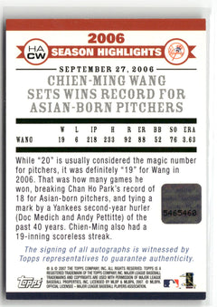 2007 Topps #HACW Chien-Ming Wang Highlights Autographs-2